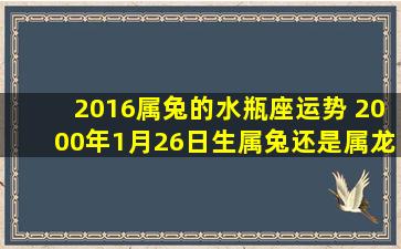 2016属兔的水瓶座运势 2000年1月26日生属兔还是属龙